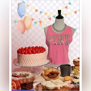 PINK Victoria's Secret Pink and Silver Sequin Party tank top